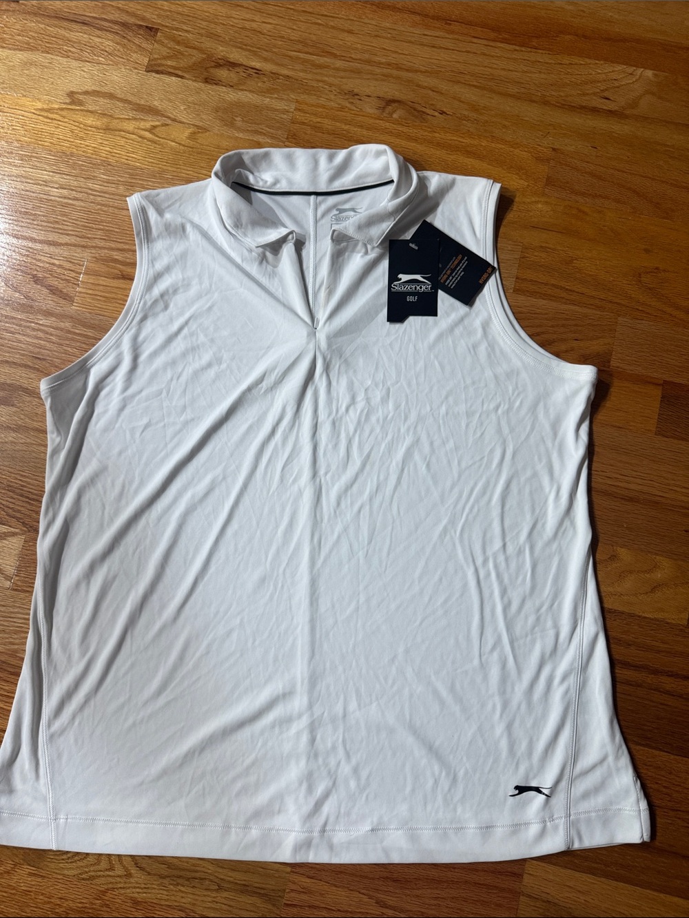 Slazenger White Sleeveless Zip-Front Polo Tank